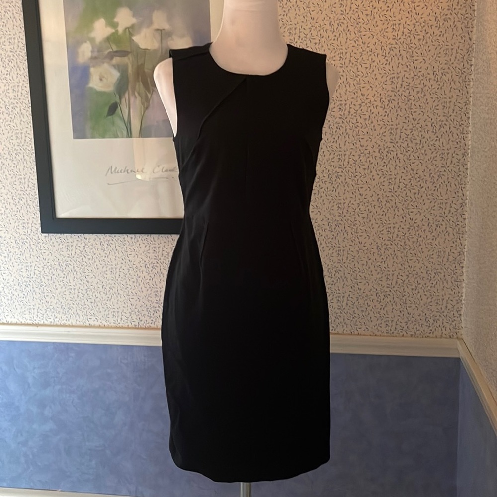 Ladies, sleeveless formfitting black dress